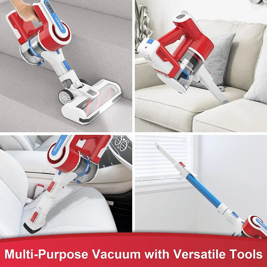 Poweart V80 30KPa Stick Cordless Vacuum Cleaner Up to 45min Runtime 8-in-1 Stick Vac for Hardwood Floor Pet Hair Home Appliance