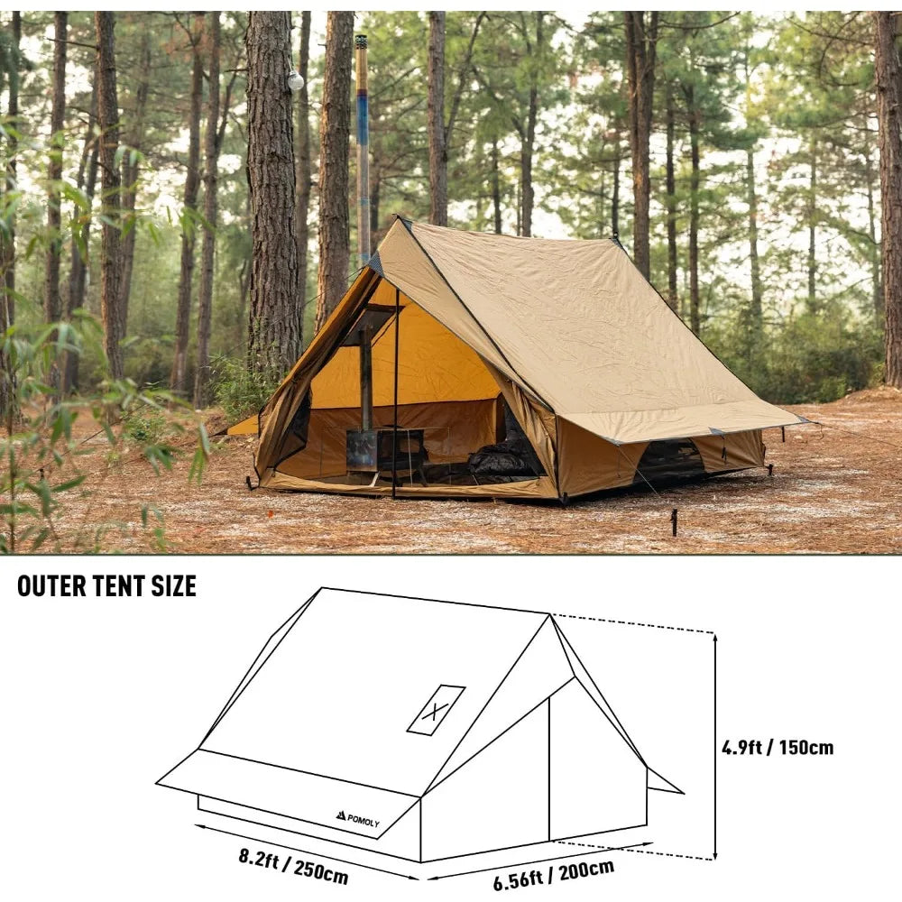 Camping Hot Tent Cabin Tent, Chalet 70 Series Portable Wall Tents with Stove Jack and Two Poles for 2-3 Person Hiking