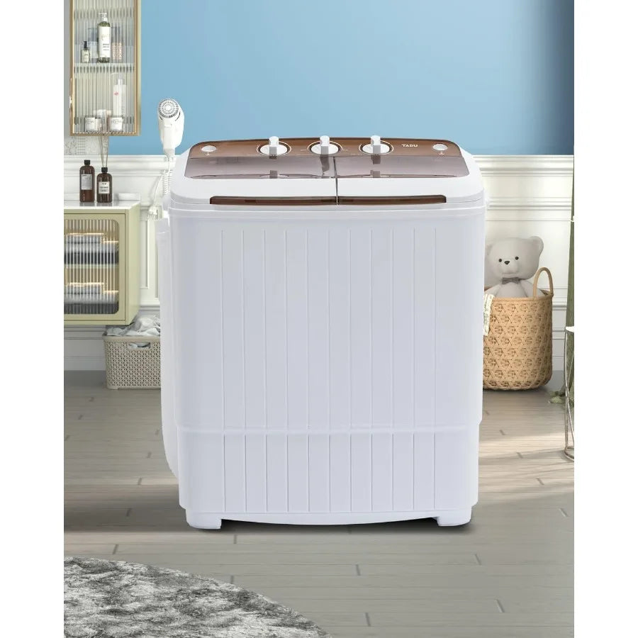 17.6Ibs Portable Washing Machine Compact Washer Machine Mini Washing Machine Twin Tub Washer and Spiner Ideal for Dorms Apartme