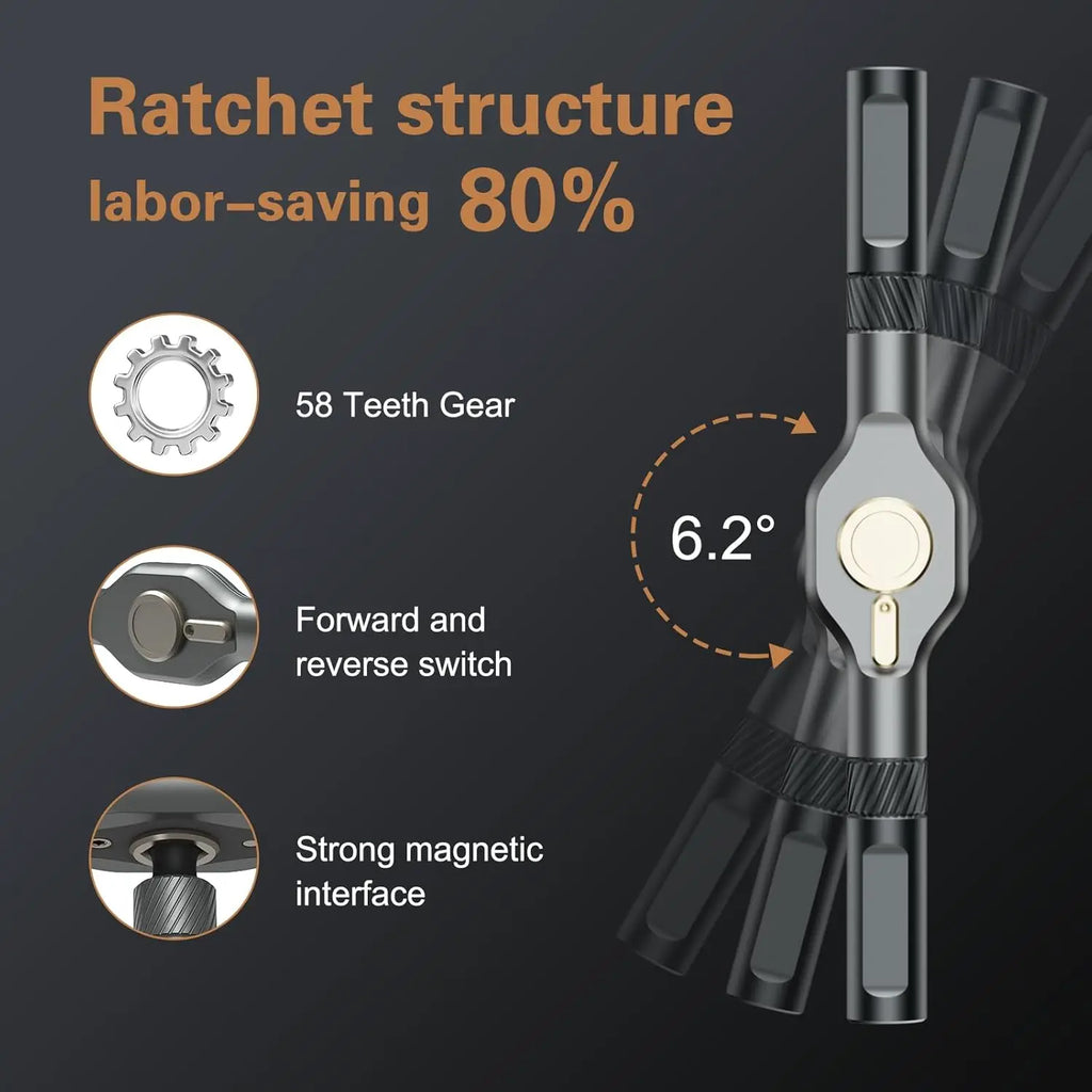 24-in-1 Multifunctional Screwdriver and Ratchet Wrench Set Magnetic Tip Hand Tools Set Home DIY Various Tasks Maintenance Kit