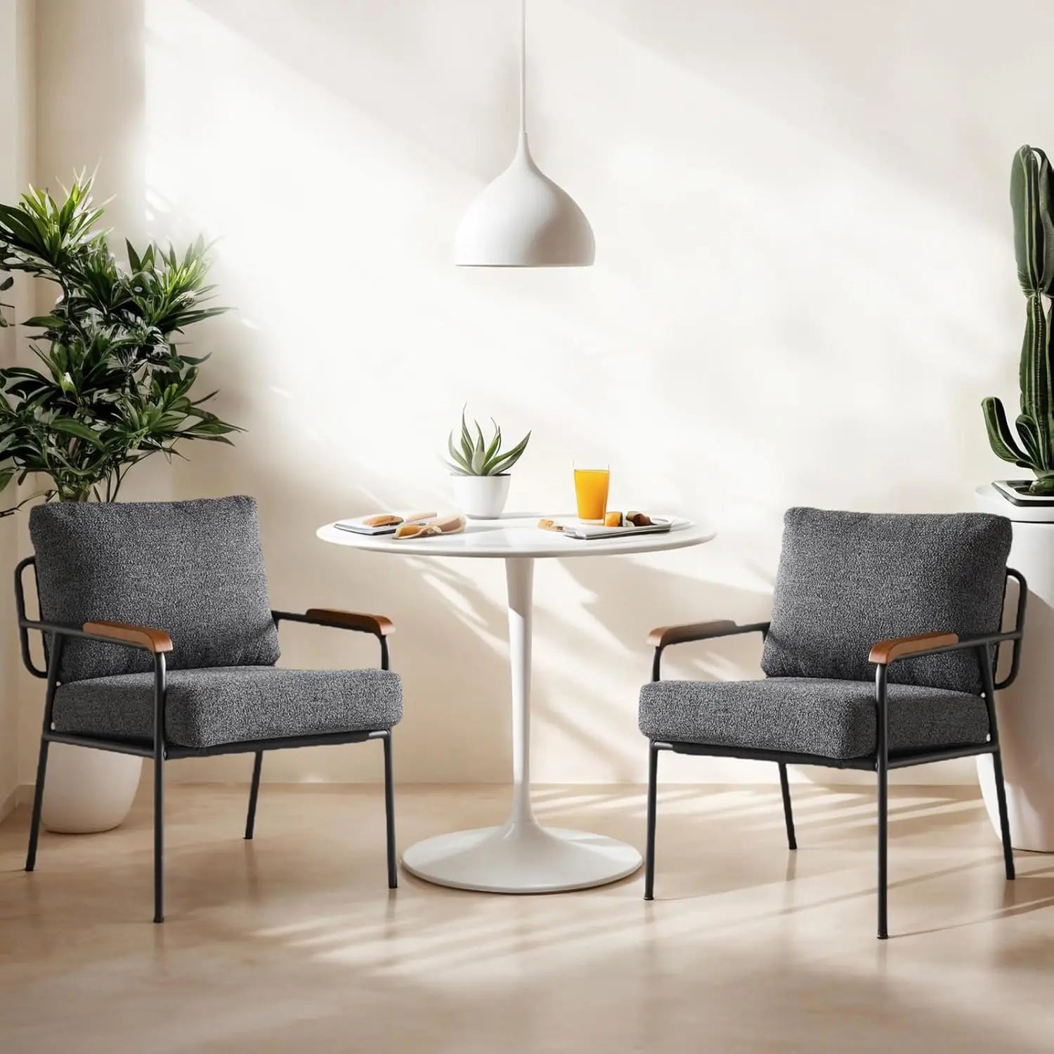 Mid-Century Modern Accent Armchiars Set of 2 for Small Space, Small Comfy Upholstered Leisure Reading Chairs, Customized