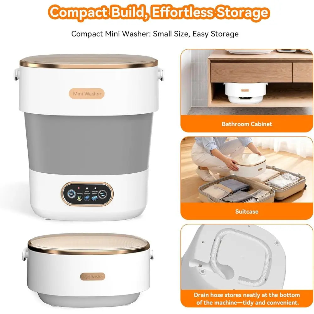 Portable Washing Machine, Mini Washer and Spin-Dryer with Hanging, 16L Capacity for Small Laundry, Ideal for Underwear, Baby Clo