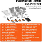 450-Piece Professional Mechanics Tool Set with Sockets, Wrenches, Bits & Storage Case