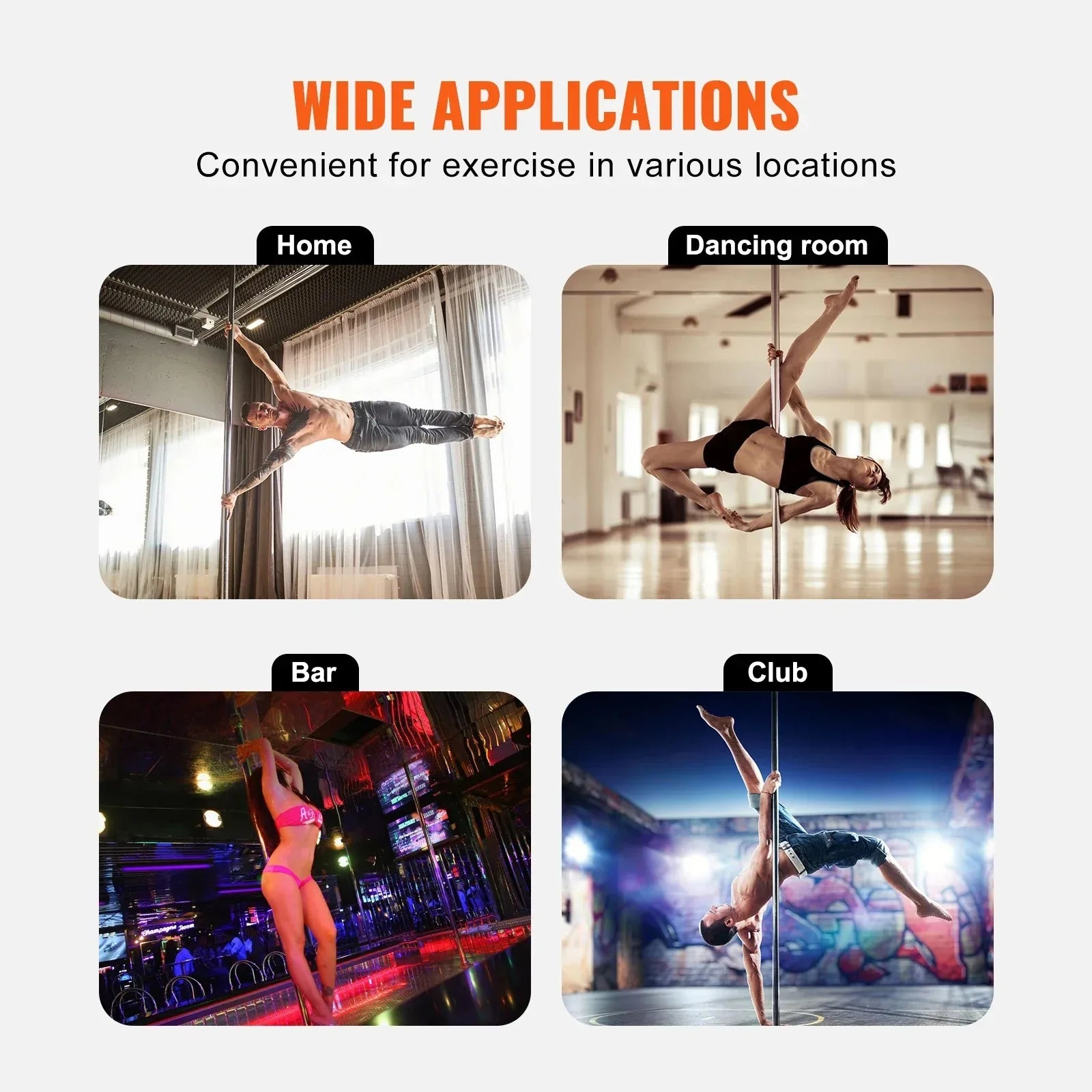 Sihao Professional Dancing Pole Spinning Static Dancing Pole Kit Portable Removable Pole 45mm Heavy-Duty Stainless Steel Pole
