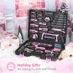 198-Piece Pink Tool Set with Toolbox, SAE Hand Tool Kit for DIY & Home Repair
