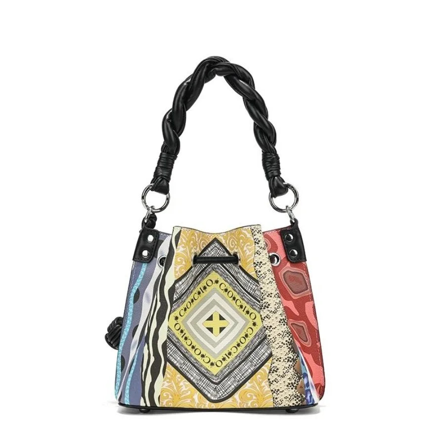 New bohemian style niche design models drawstring bucket bag crossborder foreign trade highgrade women's bags hot sale