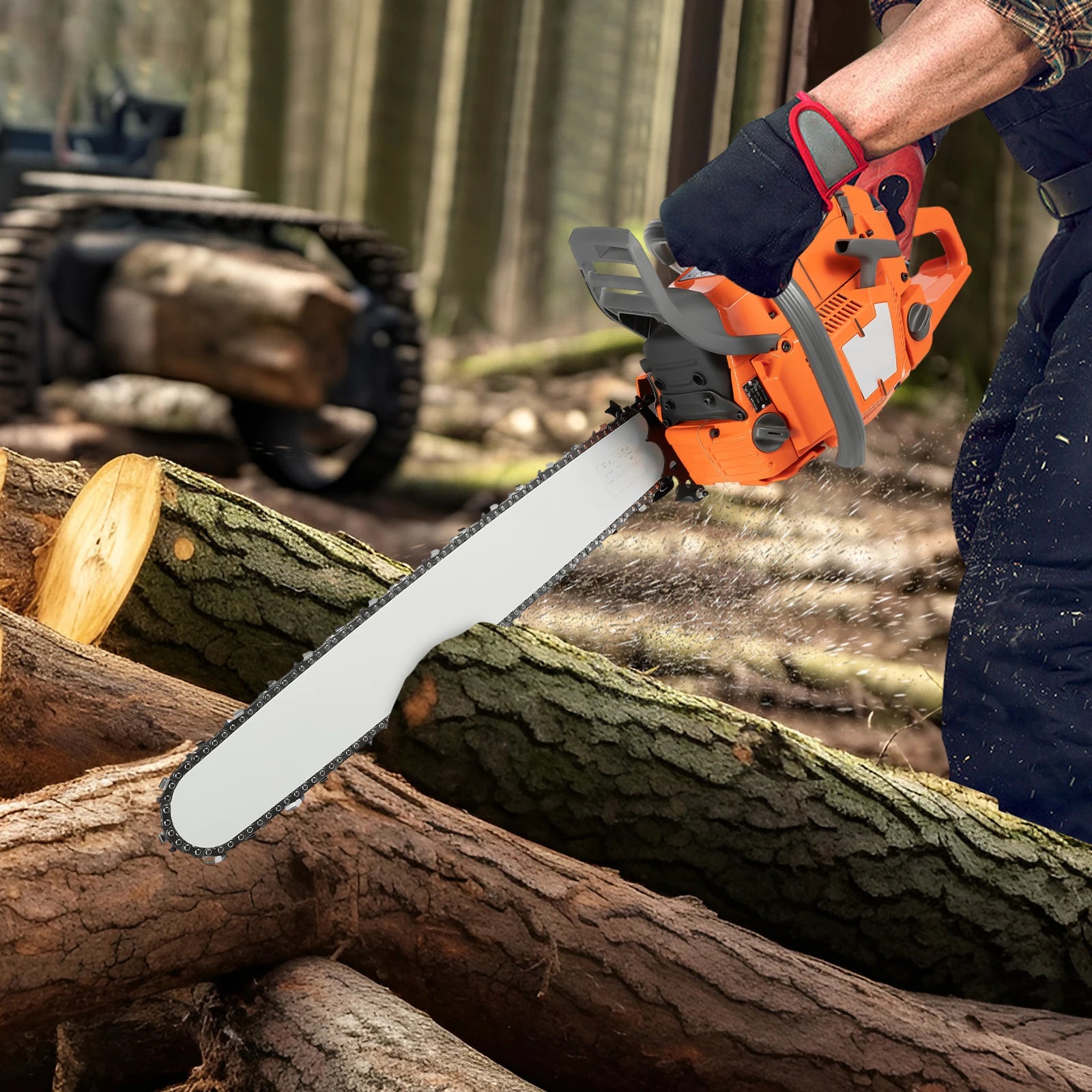 Gasoline Chain Saw, Gas ChainSaw, 24 Inch 72cc Powerful Wood Cutting Machine, Alloy Guide Bar, Heavy Duty Logging Tool