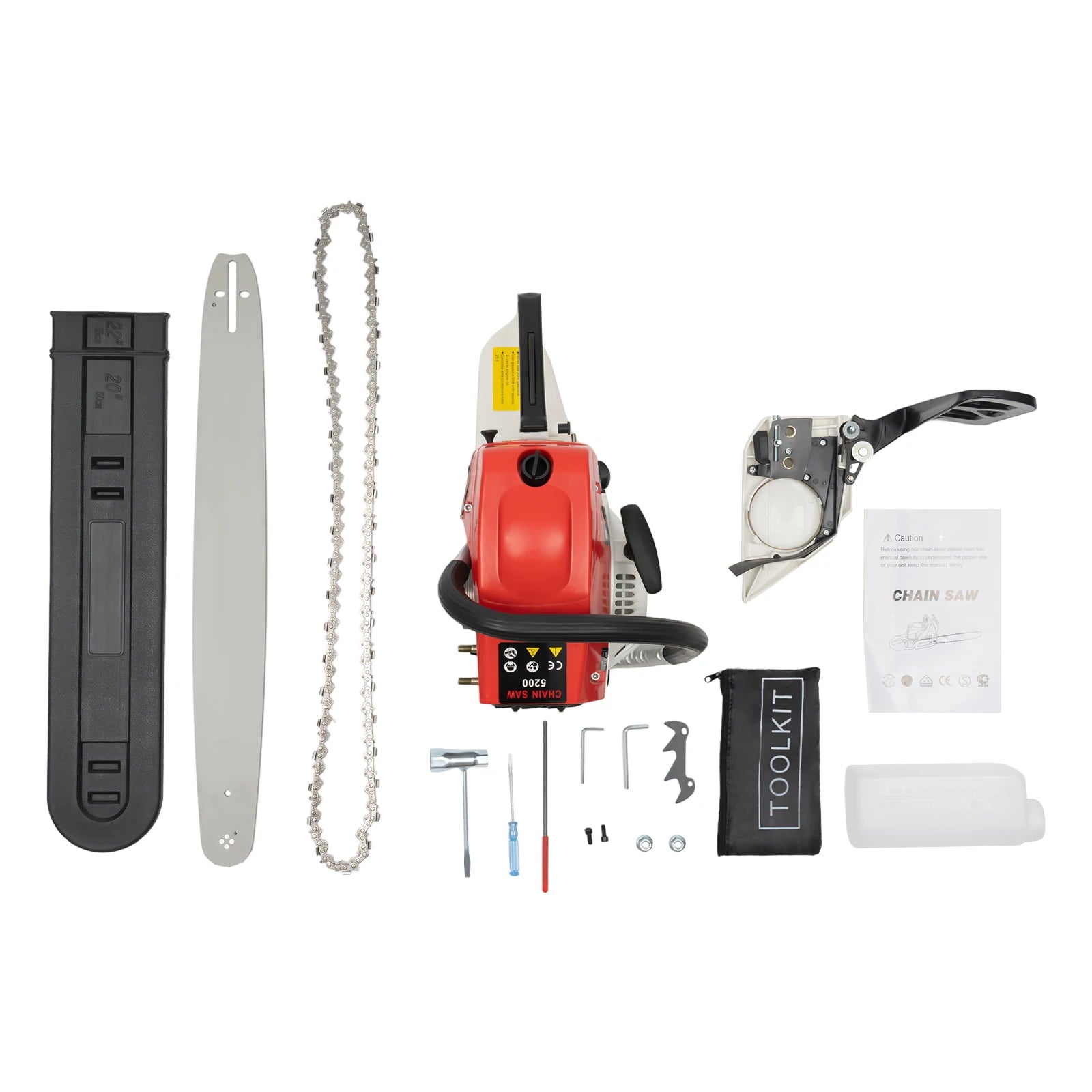 22 Inch Gas Power, 52CC 2-Stroke Gasoline Chainsaw, Portable Handed Petrol Woodcutting Gas Chain Saw for Cutting Tree Wood