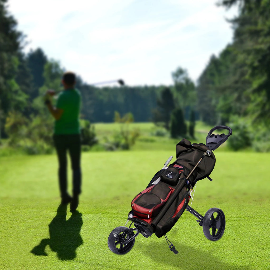 3 Wheel Foldable/Collapsible Golf Push Cart with Foot Brake Open and Close in ONE Second-Free Cup Holder Included