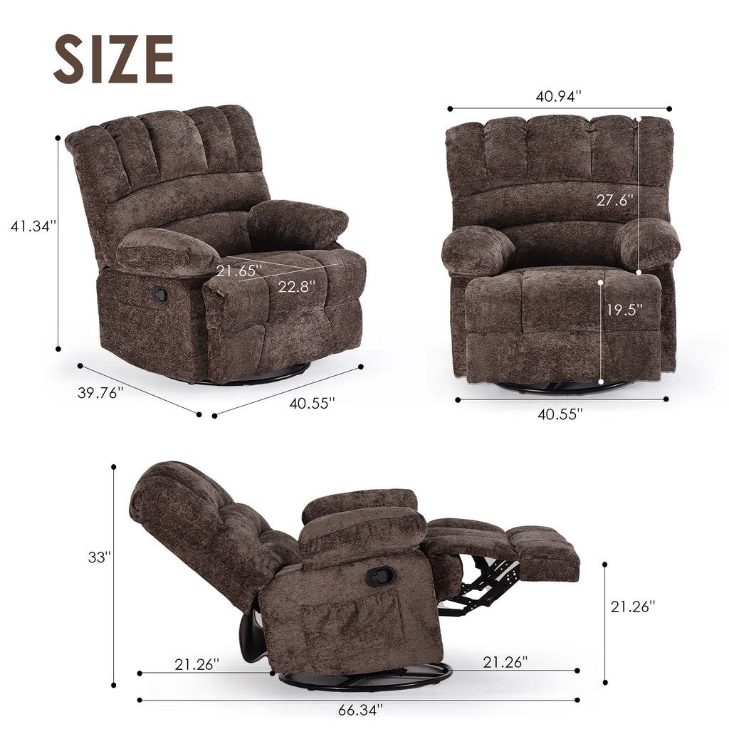 Oversized Swivel Rocker Recliner Chair for Living Room for Adults