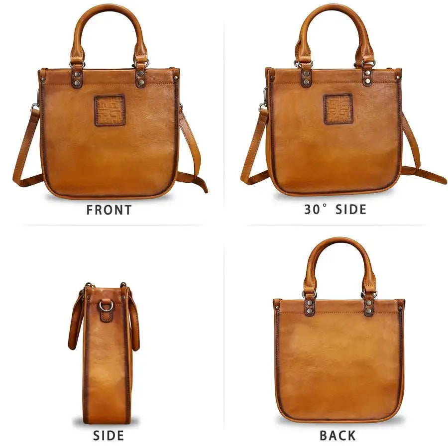 Leather Handbags for Women Vintage Real Leather Fashion Tote Bag Shoulder Bag Crossbody Bag Satchel Purse