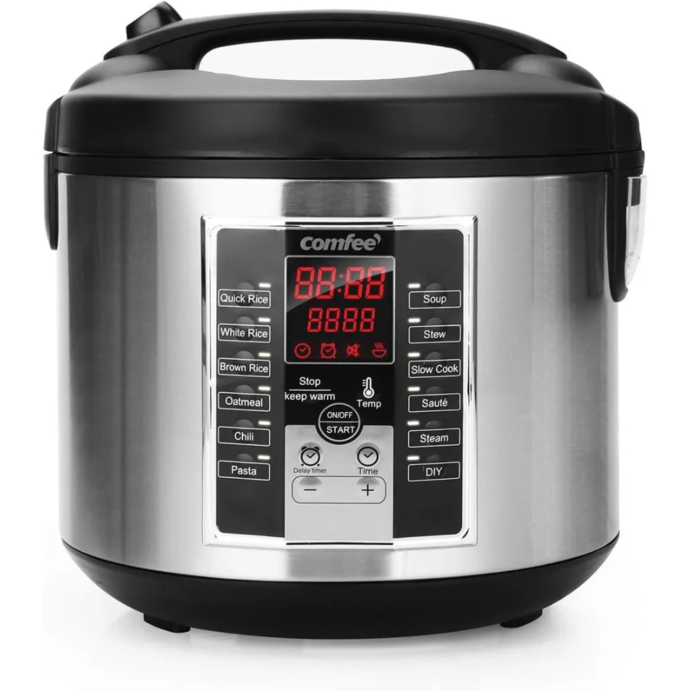Electric rice cooker (12 digital cooking programs) (5.2Qt) with large capacity. 24-hour preset and instant insulation