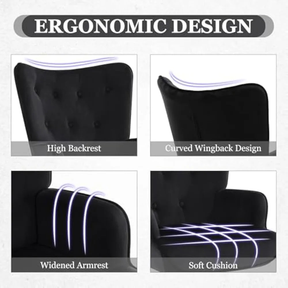 Mid Century Modern Velvet Accent Chair: Comfortable Armchair for Living Room, Ideal for Leisure and Guest Seating