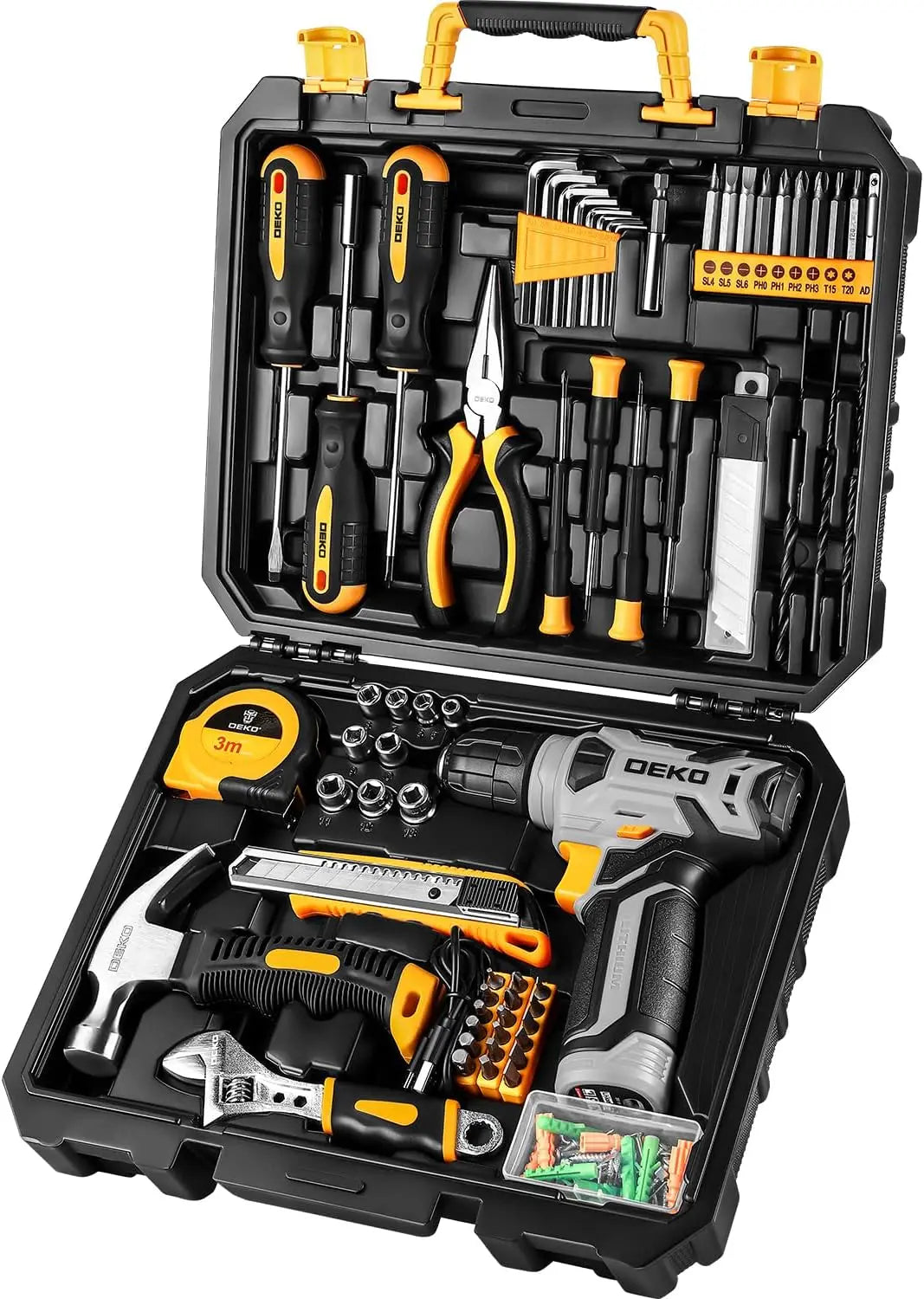 8V Cordless Drill Tool Kit, 126-Piece Home Repair Set for Men & Women, Handyman DIY Tools in Box