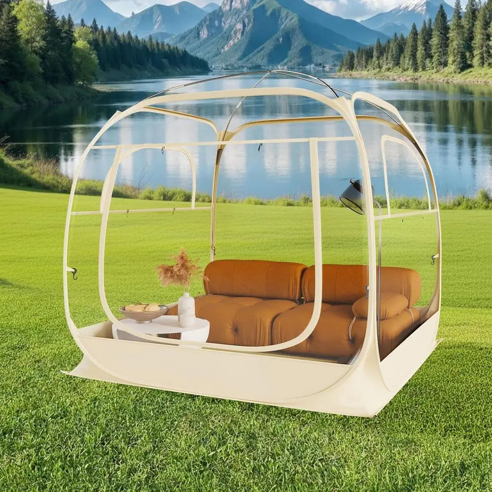 6-Person Weather-Resistant Bubble Tent with Vent Windows for Camping, Outdoor Shelter, and Backyard Parties in Beige