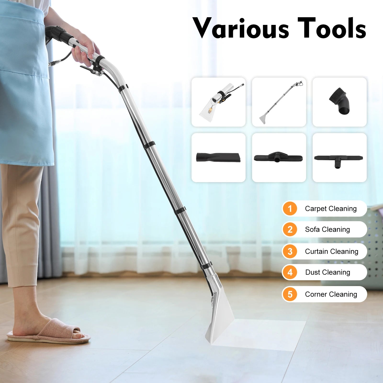 Powerful 40L Carpet Cleaning Machine & Floor Vacuum Cleaner, 110V Professional Heavy-Duty for Home Commercial Use