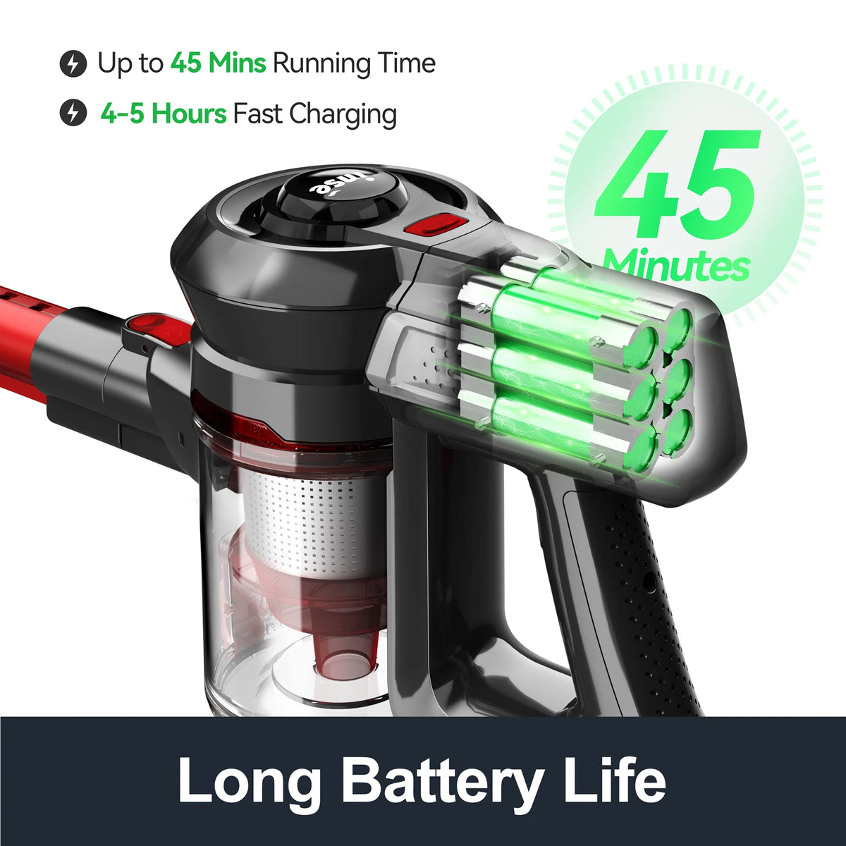Inclear N650 INSE N650 Cordless Vacuum Cleaner Powerful Suction 4-in-1 Stick Vacuum ...