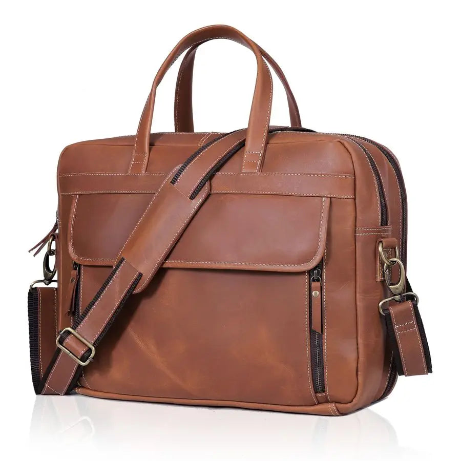 Grain italian Leather Briefcase for Men Top Choice Gifts Handcrafted Laptop Bag with Multiple Compartments