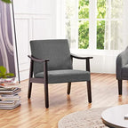 Accent Chair Mid-Century Living Room Chair Modern Linen Fabric Side Chair with High Back for Living Room/Office/Bedroom Minimal