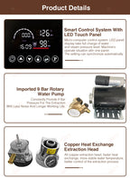 GZZT CMSM3000 Professional Espresso Coffee Machine 9Bar Rotary Pump Multi-boiler PID Control Adj Multi-parameters Coffee Maker