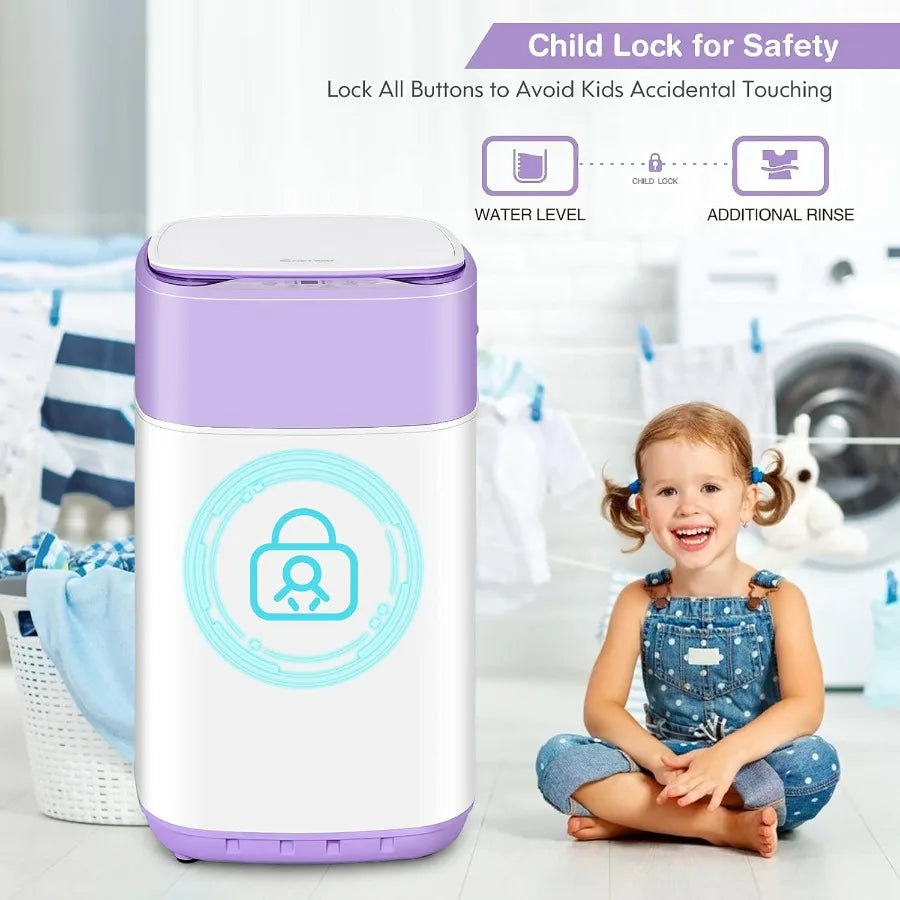 Portable Washing Machine 8 Lbs Capacity with Built-in Drain Pump Compact Full-Automatic Laundry Washer Featuring 6 Wash Program