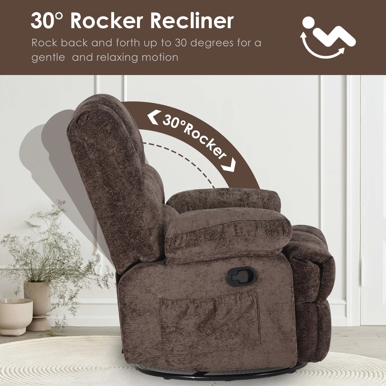 Oversized Swivel Rocker Recliner Chair for Living Room for Adults