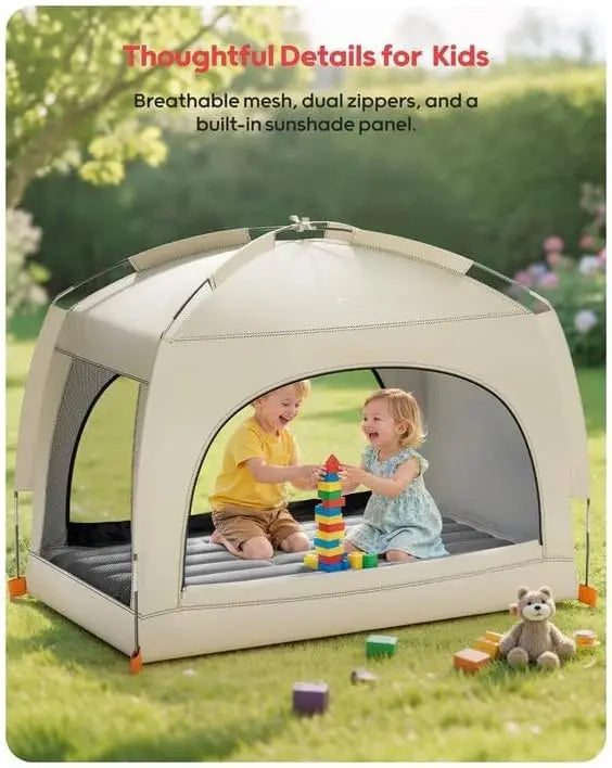 Inflatable Toddler Travel Bed with Tent - Portable Air Mattress for Kids, Indoor & Outdoor Use Ages 3+