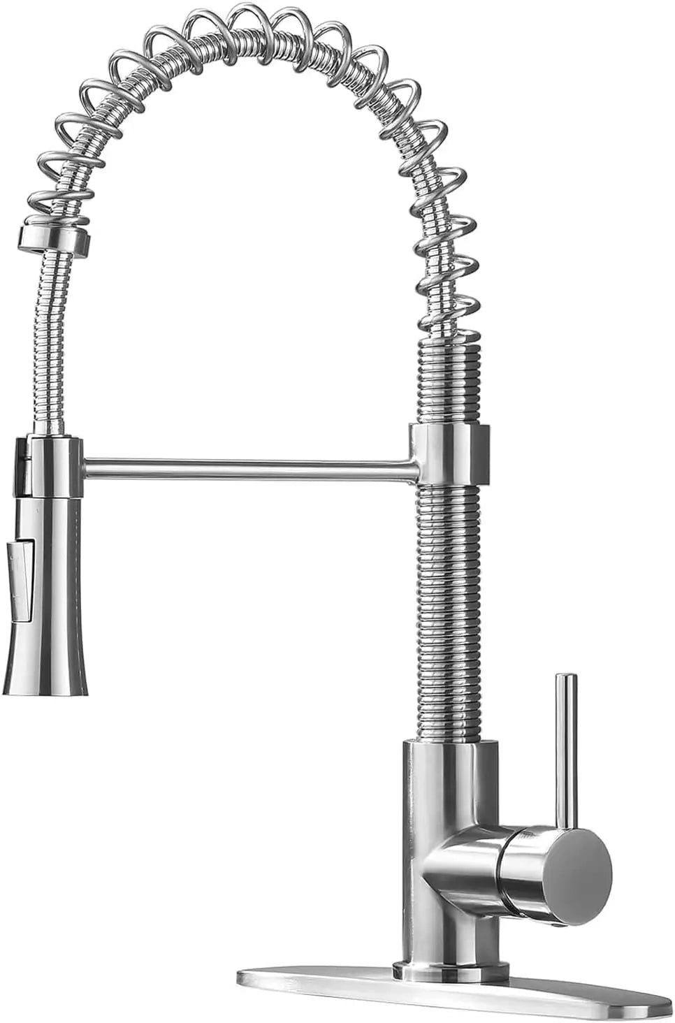 Brushed Nickel Kitchen Faucet with Sprayer, High Arc Single Handle, Stainless Steel One-Hole Faucet for Farmhouse, RV, Bar, Laun