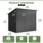 7.5'x4' Triple-Door Outdoor Storage Shed with Lockable Doors, Ideal for Tools, Cycles, and Garden Equipment (Black)