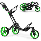 Folding Golf Push Cart with Swivel Front Wheel 3 Wheel Adjustable Golf Pull Cart for Easy Transportation and Compact Storage Id
