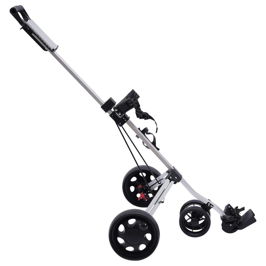 3-Wheel Golf Push Cart Lightweight Push Pull Golf Cart Trolley Sturdy Foldable Lightweight