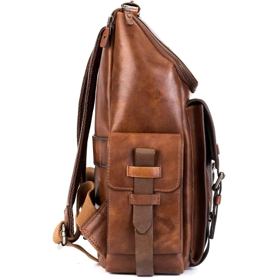 Leather Backpack for Men - 15.6 Inch Laptop Bag - Designer Bookbag - Handmade Business Casual Computer Shoulder Bags