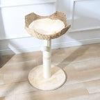 Large Cat Tower with 17.7 Rattan Basket, Handwoven Bed, Window Perch for Cats up to 25lbs