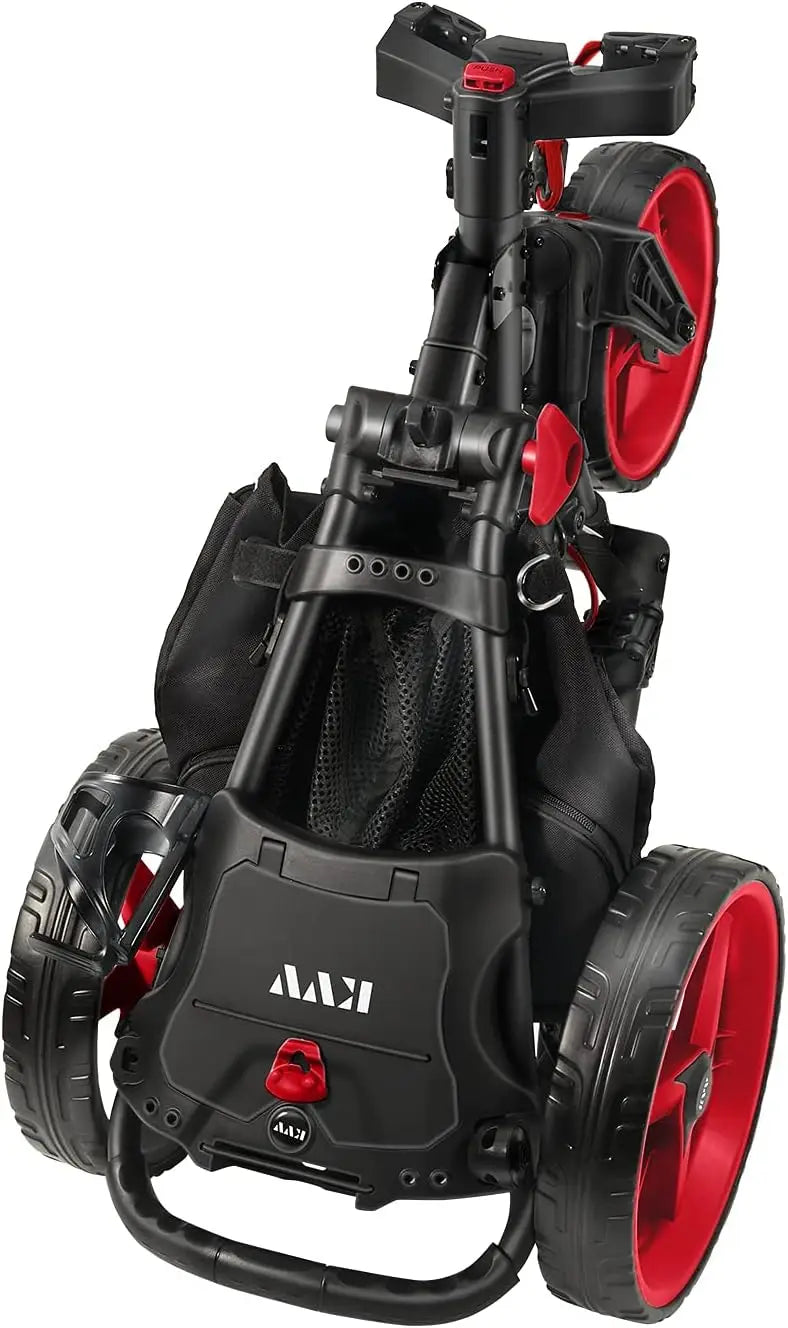 3 Wheel Golf Push Cart with 360 Rotating Front, Opens/Closes in 1 Second, Includes Free Umbrella Holder