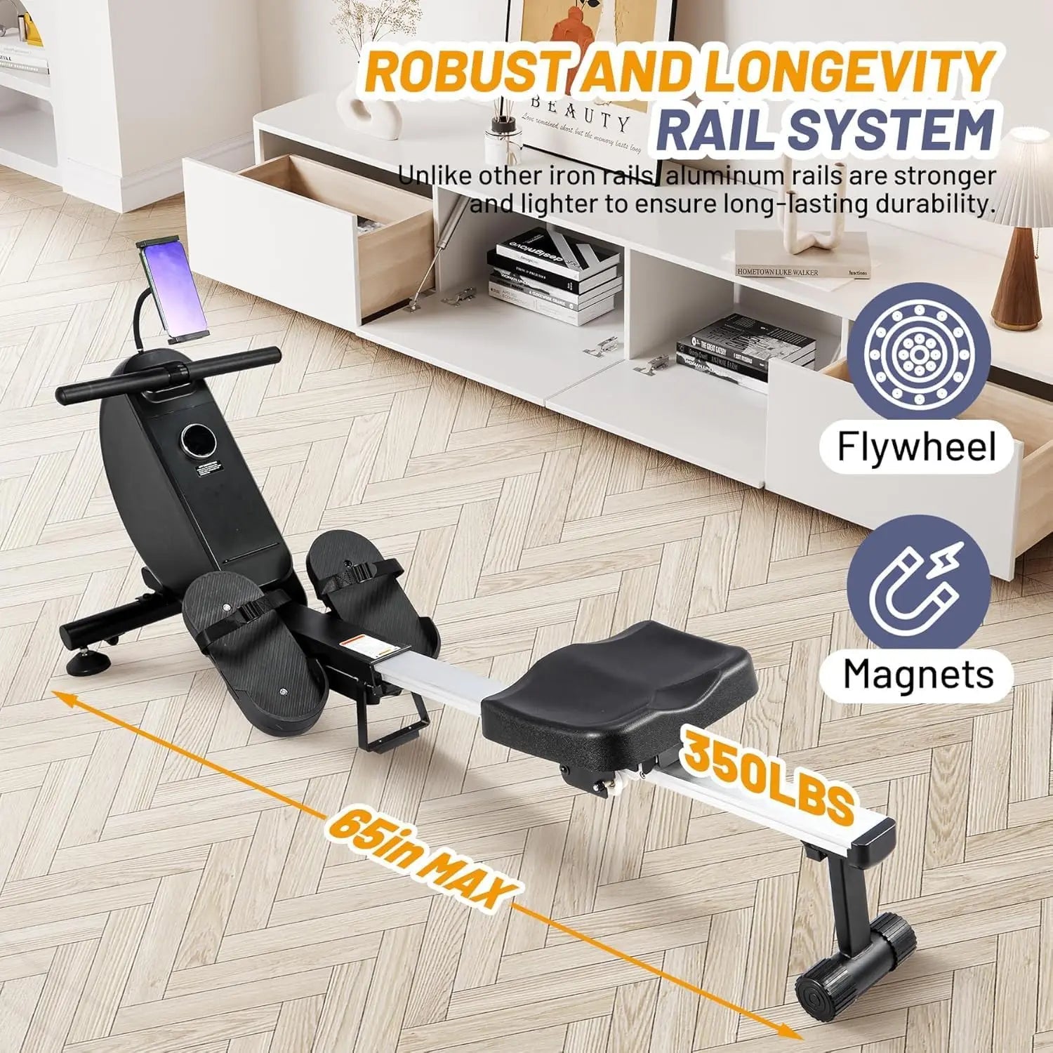 Rowing Machines for Home - Magnetic/Water Rowing Machine with Upgrade 16 Resistance Levels, 350 Lb Weight Capacity
