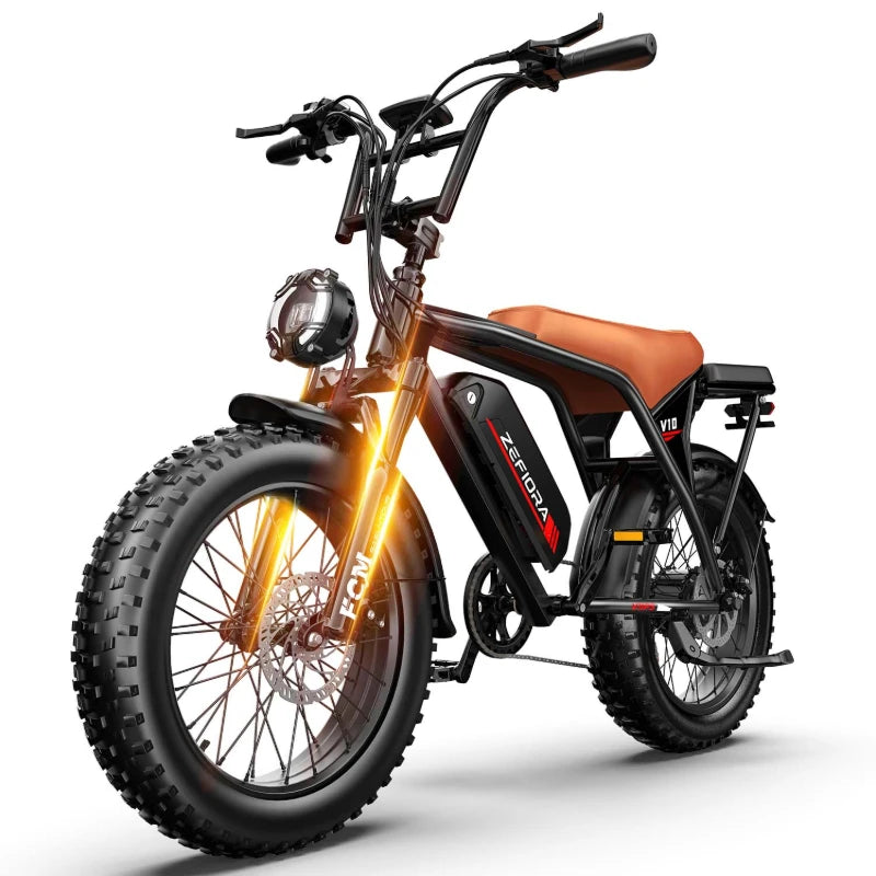 Zefiora V10 Snow Electric Bike,800w 20 Inches 48v Battery Fat Tire Electric Bicycle,free Local Shipping E Bike Factory Original