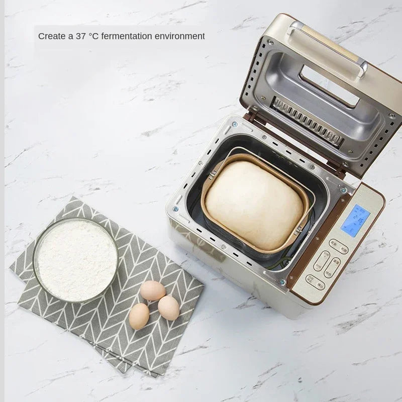 New Household Automatic LCD Bread Machine Small Multi-Function Intelligent Flour Fermentation Machine Dl-TM018 Toaster 220V 550W