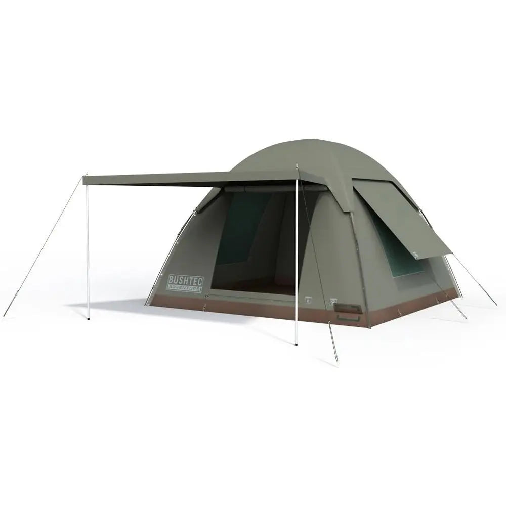 Canvas Bow Tent for 6, Camping and Outdoor Shelter with Waterproof and Flame-Resistant Ripstop Canvas