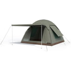 Canvas Bow Tent for 6, Camping and Outdoor Shelter with Waterproof and Flame-Resistant Ripstop Canvas