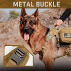 Tactical Dog Harness Set with Bungee Leash, Adjustable for Medium to Large Dogs, No Pull Control, Khaki Color