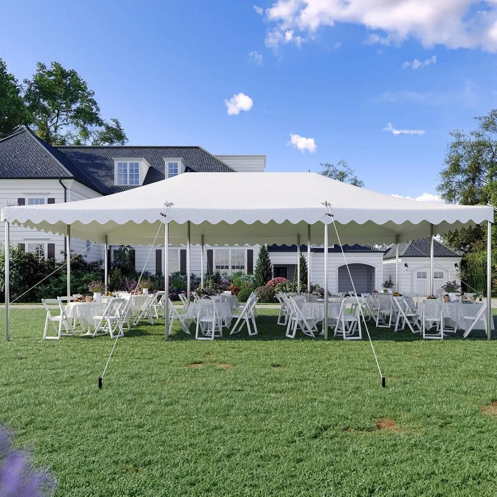 20x40 Party Tent Heavy Duty Waterproof | Large Wedding Tent for 120 People, Fire Retardant PVC Canopy with 3 Reinforced Poles,