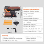 SucceBuy Belt Disc Sander Combo with 5A/4.3A/2.5A Induction Motor Belt Sanding Machine Woodworking Deburring Grinder Combo Bench