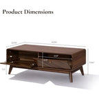 47 Century Modern Coffee Table with Storage, Live Edge Wood Center Table for Living Room