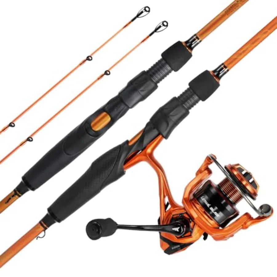 Twin-tip Fishing Rod and Reel Combo, Spinning & Baitcaster Combo, IM6 Graphite 2Pc Rod with Backup Tip Section,Spin-6'2" Ml-2000