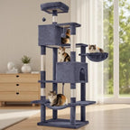 Large 66 Inch Multi-Level Cat Tree Tower with Condo Perches Sisal Scratching Posts Hammock and Dangling Balls for Indoor Cats D