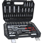 Hand tools, Mechanics Tool Set 94pcs Socket Set wih Case, 1/4 & 1/2 Drive, Versatile and Durable Tool Kit for Auto & Motorcycle
