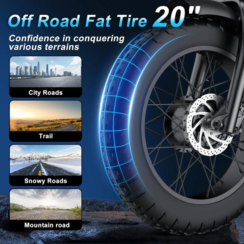 MOVCAN V30 Full Series Adult Electric Bikes 2000W Motor, 20'' Integrated Wide-Tire Wheelset, 48V 15.6Ah Battery,Top Speed 35MPH