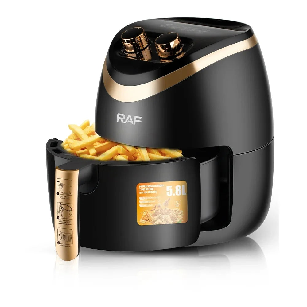 Air Fryer Household Large Capacity 5.8L Multifunctional Smart French Fries Fully Automatic Fryer without Oil Smoke Air Fryer
