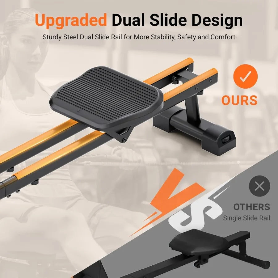Rowing Machines for Home Use Rowing Machine Max 350 LBS Magnetic Rower with 16 Levels of Workout Resistance Dual Slide Rail Blu