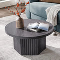 Round Coffee Table for Living Room, Mid Century Modern Fluted Center Coffee Table with Storage, 32 Circle Accent Tea Dining Tabl